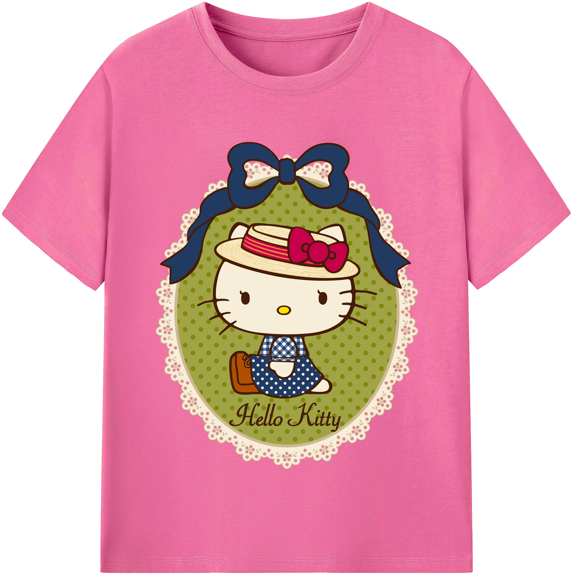 （画像用） Hello Kitty ハローキティ レディースカジュアルプリントTシャツ（綿100％）